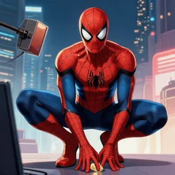 spider - man as a crypto trader bro in marvel art style