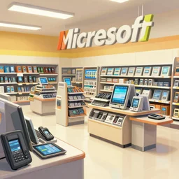 a hyperdetailed digital painting of a 2 0 5 0 s microsoft retail interior, phones, tablets, robots and mannequins, by ruan jia by liam wong by stanley artgerm, trending on artstation, 4 k