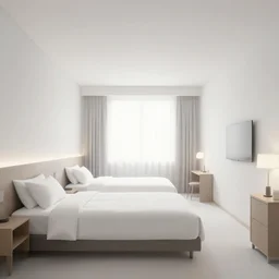 realistic illustration of a room, central perspective, liminal space hotel room, white studio light, volumetric light, artstation, hiroaki samura, jiro matsumoto, o yusuke murata, unreal engine, octane render, sharp focus high quality 8 k