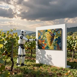robots managing vineyards, art station, harvest, afternoon