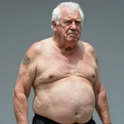eddie is a squat, white haired old man, with a short neck, a barrel chest, thick forearms, and a faded army tattoo on his right shoulder. his face is broad and craggy from the sun, with a lower jaw that protrudes slightly