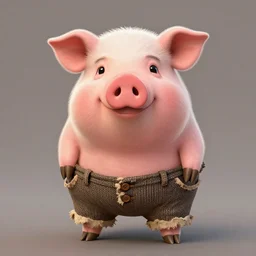 happy piglet in worn-out old tweed pants, deviantart, anthropomorphic smug pig