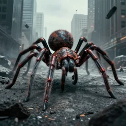 giant arachnids attacking the city, realistic, arachnophobia