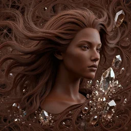 song of the wind, detailed beauty portrait, chocolate. intricate background, fantasy art by peter mohrbacher, greg rutkowski, craig mullins, ruan jia, thomas kinkade, victo ngai. unreal engine, blender, octane, ray tracing. fractal crystal, sharp focus, masterpiece, post processing, deviantart