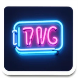 a card with neon signs