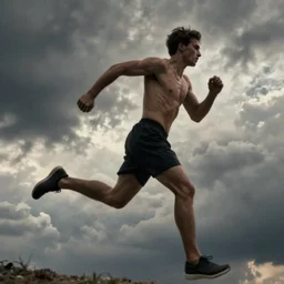 running into the sky by Hugo Simberg, 4k, post-processing, dramatic lighting, intense moment