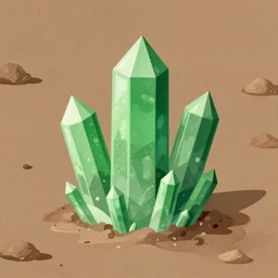 large green crystals sticking out of the flat dirt, very clean, detailed ground terrain albedo texture, flat, 2 d texture, seamless