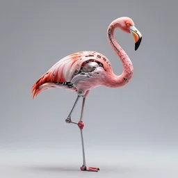 biomechanical flamingo with intricate robotic mechanisms, by petros afshar
