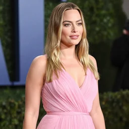 margot robbie lightly dressed in pink