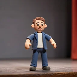 a claymation of a man performing on a stage depth of field 2 7 0 mm