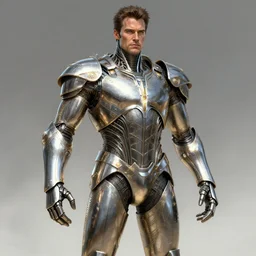 powerful male tin man, christian bale as tinman, full body character concept, covered in full metal armor, plating, art nouveau, super powers, fantasy, intricate, elegant, highly detailed, digital painting, artstation, concept art, shining, sharp focus, illustration, art by stanley lau