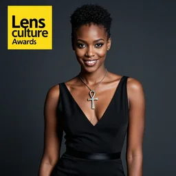 a vibrant professional studio portrait photography of a black, young, goth, friendly, casual, delightful, gorgeous kirby howell, elegant black dress, piercing eyes, ankh necklace, intricate, femme fatale, annie leibovitz, nikon, breathtaking, superb, lensculture portrait awards, photoshopped, dramatic lighting, 8 k, hi - res
