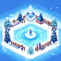 ice garden. heavily stylized pixel art by award - winning pixel artist, ( ( ( watercolor ) ) ), cinematic lighting, 6 4 bit, minimalism.