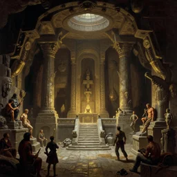 ancient underground dungeon by syd mead, frank frazetta, ken kelly, simon bisley, richard corben, william - adolphe bouguereau