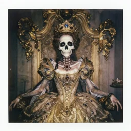 a beautiful detailed front view of a dead rotten princess growing ornate baroque, ornamentation, elegant, beautifully soft lit, by wayne barlowe, peter mohrbacher, kelly mckernan, polaroid photography