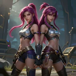 league of legends cinematic, kai'sa and xayah are best friends, hyperrealistic