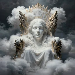 demigod throne clouds, face made out of clouds, dramatic, intricate, elegant, detailed, digital painting, artstation, concept art, smooth, sharp focus, illustration, cinematic, gustave dore, peter mohrbacher, octane render