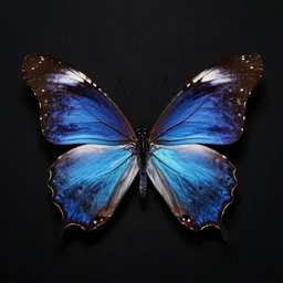 mystical aura butterfly, matte black background, horizontal symmetry