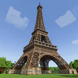 minecraft rendering of the eiffel tower