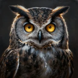 a hyper realistic portrait painting of the owlman, glowing eyes, creepy, backlight, horror vibe, real, realistic lighting in the style of greg rutkowski, trending on artstation,