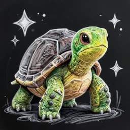 a turtle monster portrait, chalk digital art, fantasy, magic, trending on artstation, ultra detailed, professional illustration by Basil Gogos