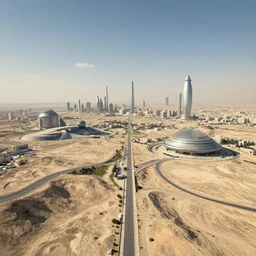 a photograph of a futuristic syrian landscape