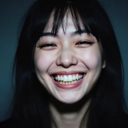 a smiling woman with hundreds!!!! of teeth!!!!!!!!!. 3 5 mm f / 2. 8, kodachrome, moody lighting.