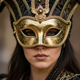 female warrior with ornate venetian mask highly detailed, 4 k, hdr, close up, portrait, smooth, sharp focus, high resolution, award - winning photo