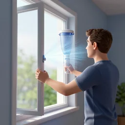 3 d rendered image of a man opening window, fresh air blender 3 d keyshot unreal engine