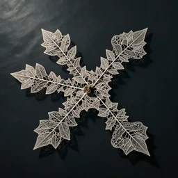 an archipelago, made of intricate decorative lace leaf skeleton, shot from a drone, in the style of the dutch masters and gregory crewdson, dark and moody