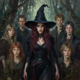 portrait beautiful [ [ [ witch ] ] ] forest, 4 k oil on linen by wlop, artgerm, andrei riabovitchev, nuri iyem, james gurney, james jean, greg rutkowski, highly detailed, soft lighting 8 k resolution oil on canvas, concept art, cgsociety, octane render, trending on artstation, artstationhd, artstation