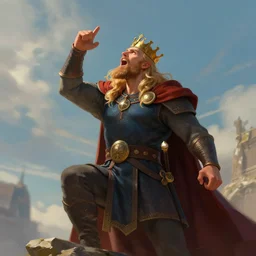 king ragnar shouts at the sky, digital art