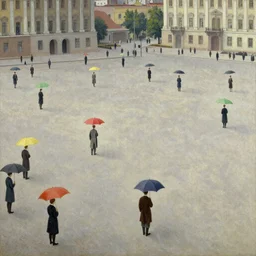 dagomey officials with flat colorful umbrellas in ahomey's huge main square, from above, 1905, highly detailed, oil on canvas, by ilya repin