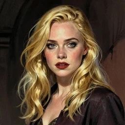 illustration of Elle Fanning, by Mike Mignola. 8K. Extremely detailed.
