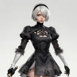 2B from Nier Automata concept art by Ruan Jia, highly detailed, ultra detailed, ultra realistic, trending on artstation