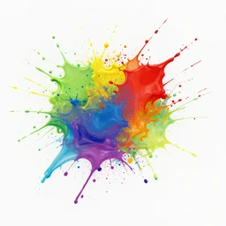 colourful paint splashes on transparent background, dulux,