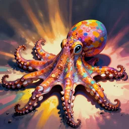 rainbow octopus. pop art. bright colors
