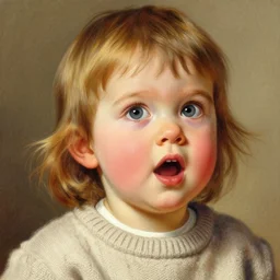 a beautiful, detailed close - up smooth comics cover painting portrait of 1 4 - year old emma alicia vikander with open mouth staring in wonder, shy, blushing, tilted head, wearing an oversize sweater by joshua middleton, bouguereau, and alphonse mucha
