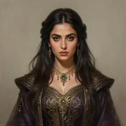 head-on centered painted portrait, Mahira Khan as a D&D wizard, intricate fantasy robes, fantasy, intricate, elegant, highly detailed, digital painting, smooth, sharp focus, illustration, artstation, in the style of Artgerm and Anna Podedworna and Alex Ross