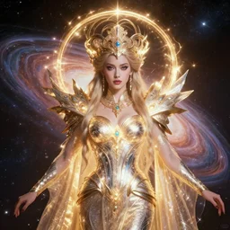 portrait of the powerful queen of the solar system in the style of charlie bowater and in the style of michael whelan. glowing, ornate and subtle, stunning, dynamic lighting, intricate and detailed.
