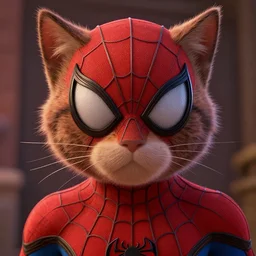spiderman if he were a cat | highly detailed | from the pixar film sneaky cats | very intricate | cinematic lighting | award - winning | closeup portrait | by donato giancola and mandy jurgens and charlie bowater | featured on artstation