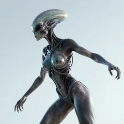realistic photo of a woman alien, dynamic light, stunning visuals