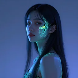 glowwave girl portrait, hyper detailed, 3 / 4 shot, digital art, trending in artstation, cinematic lighting, studio quality, smooth render, unreal engine 5 rendered, octane rendered, art style by klimt and nixeu and ian sprigger and wlop and krenz cushart, negative space