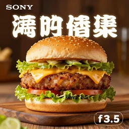 a deluxe fish burger, food advertisement, sony a 7 iii, f 3. 5