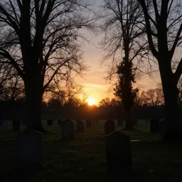 souls graveyard  backlight sunset moody panorama by  frazetta