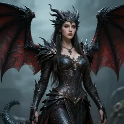 a beautiful female dragon queen, 8 k, hyperrealistic, dark fantasy, hyperdetailed, fantasy portrait by laura sava