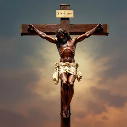 shaquille o'neil crucified, jesus on the cross, digital art