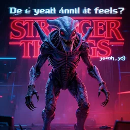 do you want to feel how it feels? ( ye - yeah, yeah, yo ),, stranger things, demogorgon, cyberwave, vector graphics, cinematic, photorealistic, highly detailed, volumetric lighting