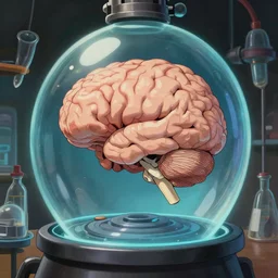 brain in a laboratory, digital painting, by studio ghibli, greg rutkowski, wlop, artstation, highly detailed, digital art, very coherent