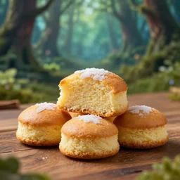 5 5 mm photo of a pile of freshly cut chicken cake on a wooden table in a magical forest. dof. bokeh. magical atmosphere. art by greg rutkowski. highly detailed 8 k. intricate. lifelike. soft light. nikon d 8 5 0.